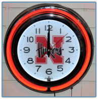 Nebraska Cornhuskers Double Neon Clock