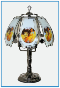 Native American with Indian Scene Touch Lamp - Black Chrome