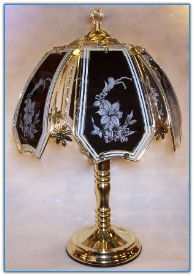Black Lily With Sparkle Glass Touch Lamp
