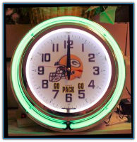 Green Bay Packers Double Neon Clock