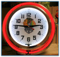 Chicago Blackhawks Double Neon Clock