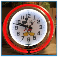 Red Mickey Mouse Double Neon Clock
