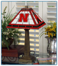 Nebraska Cornhuskers - Stained-Glass Mission-Style Table Lamp