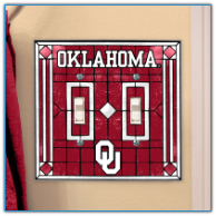 Oklahoma Sooners - Double Art Glass Light Switch Cover