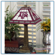 Texas A&M Aggies - Stained-Glass Mission-Style Table Lamp