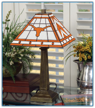 Texas Longhorns - Stained-Glass Mission-Style Table Lamp