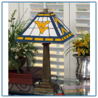 West Virginia Mountaineers - Stained-Glass Mission-Style Table Lamp