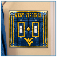 West Virginia Mountaineers - Double Art Glass Light Switch Cover