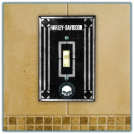 Harley Davidson Skull - Single Art Glass Light Switch Cover