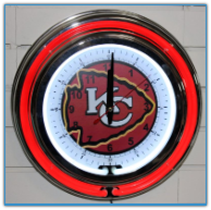 Kansan City Chiefs Double Neon Clock