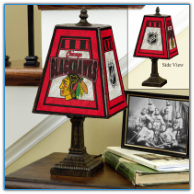 Chicago Blackhawks - Art Glass Table Lamp