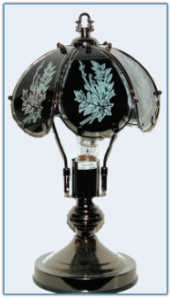 Small Black Floral Glass Touch Lamp