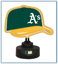 Oakland Athletics - Neon Helmet & Cap Desk Lamp