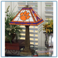 Clemson Tigers - Stained-Glass Mission-Style Table Lamp