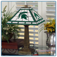 Michigan State Spartans - Stained-Glass Mission-Style Table Lamp