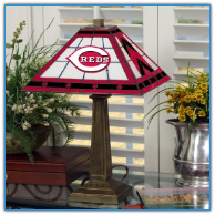 Cincinnati Reds - Stained-Glass Mission-Style Table Lamp