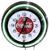 Green Coca Cola Double Neon Clock